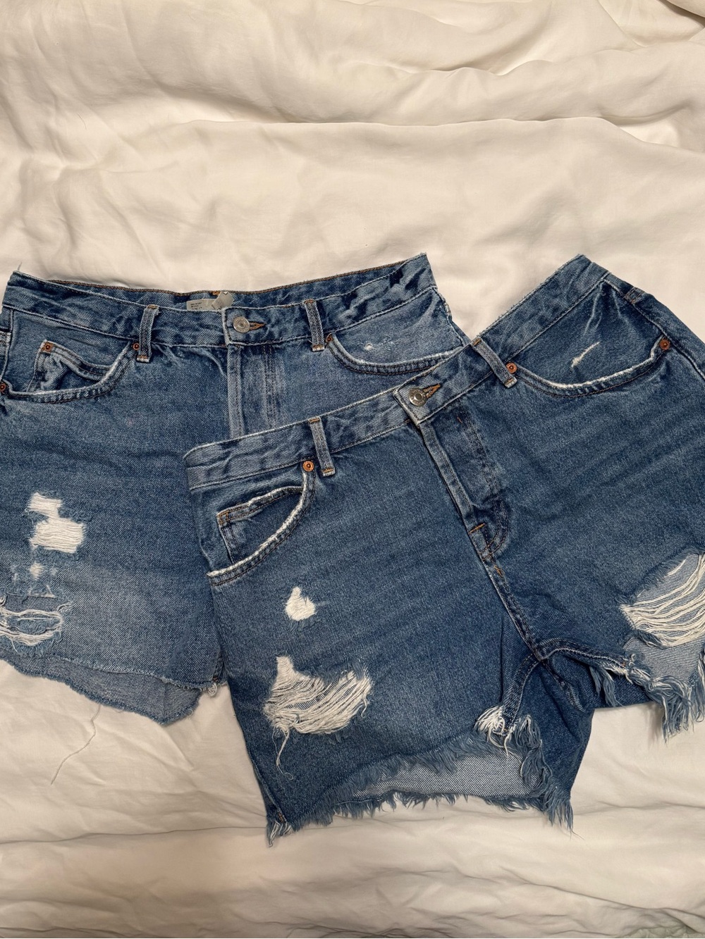 Two Pairs of Topshop Ashley Jean Shorts